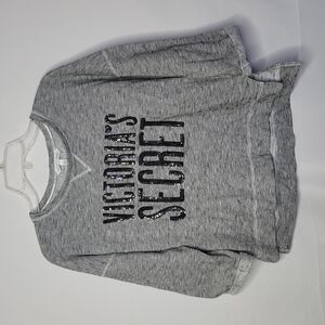 Victoria Secret sequin sparkle cuffed 3/4 sleeve pullover gray sweatshirt sz S